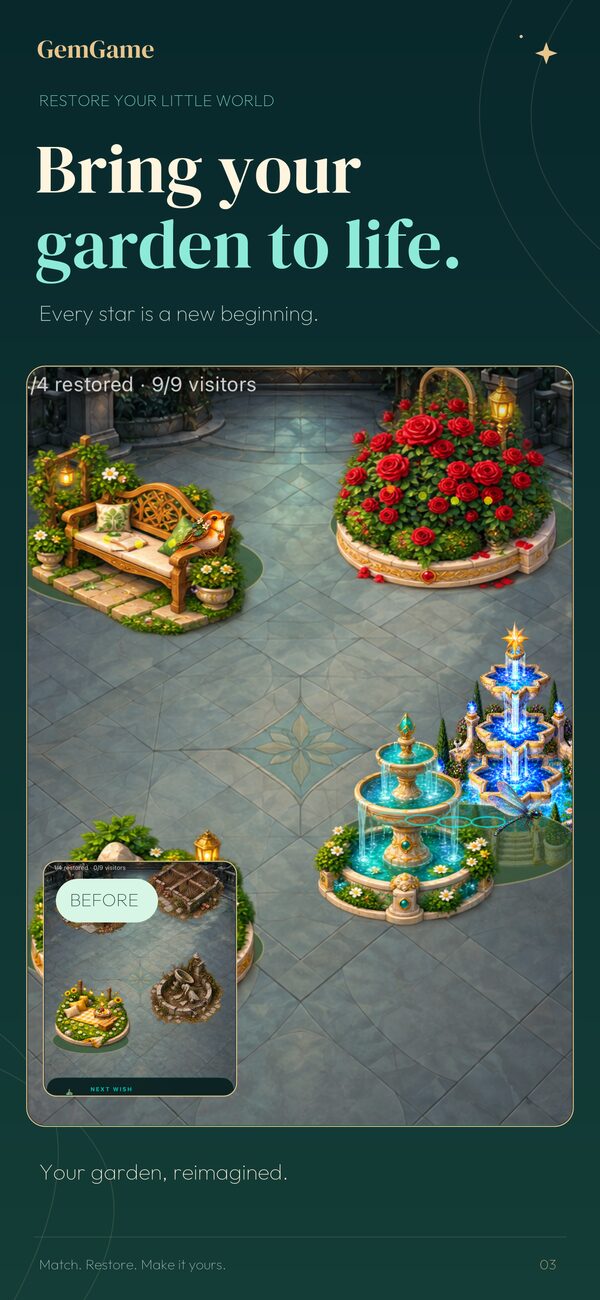 Restore fountains and flowering corners.
